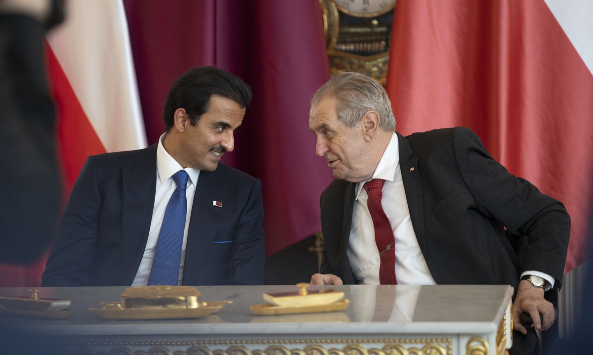 TamimBinHamad's tweet photo. سُعدت بزيارتي الأولى لجمهورية التشيك، وبمباحثاتي اليوم مع رئيسها ميلوش زيمان ورئيس حكومتها بيتر فيالا، حول أوجه تطوير العلاقات الثنائية بين بلدينا في مختلف المجالات، وبنقاشنا لأبرز المستجدات الإقليمية والدولية. ولهما الشكر على حسن الاستقبال وكرم الضيافة. https://t.co/ALMzdaKkbH