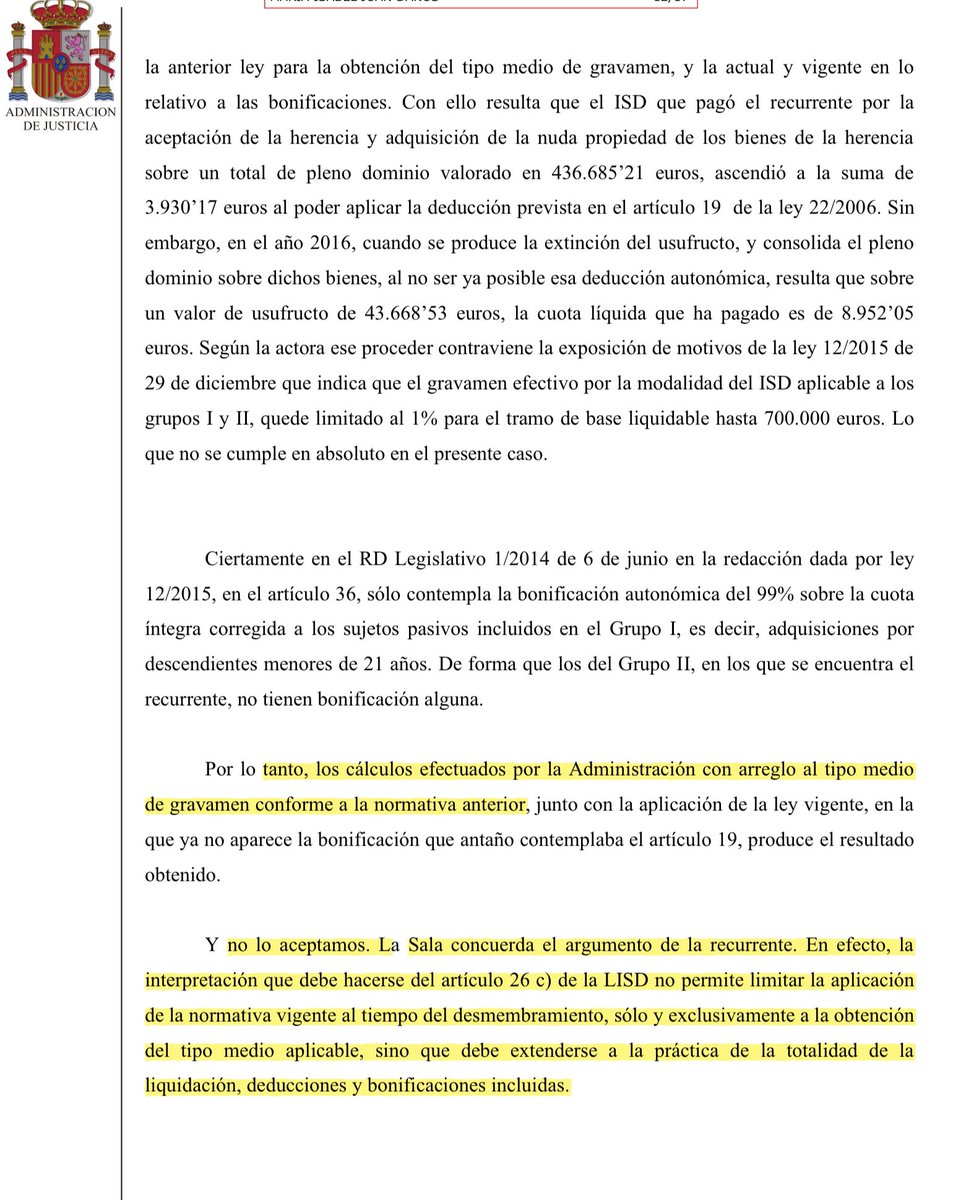 alejandrocampo's tweet photo. FELIZ con esta sentencia TSJ Baleares!!! Punto final a innumerables liquidaciones de Hacienda Balear q en extinciones usufructo por fallecimiento exigía I. Sucesiones aplicando tipo medio pero NO deducción autonómica vigente al desmembrarse el dominio q limitaba tributación al 1% https://t.co/58hJydbonU