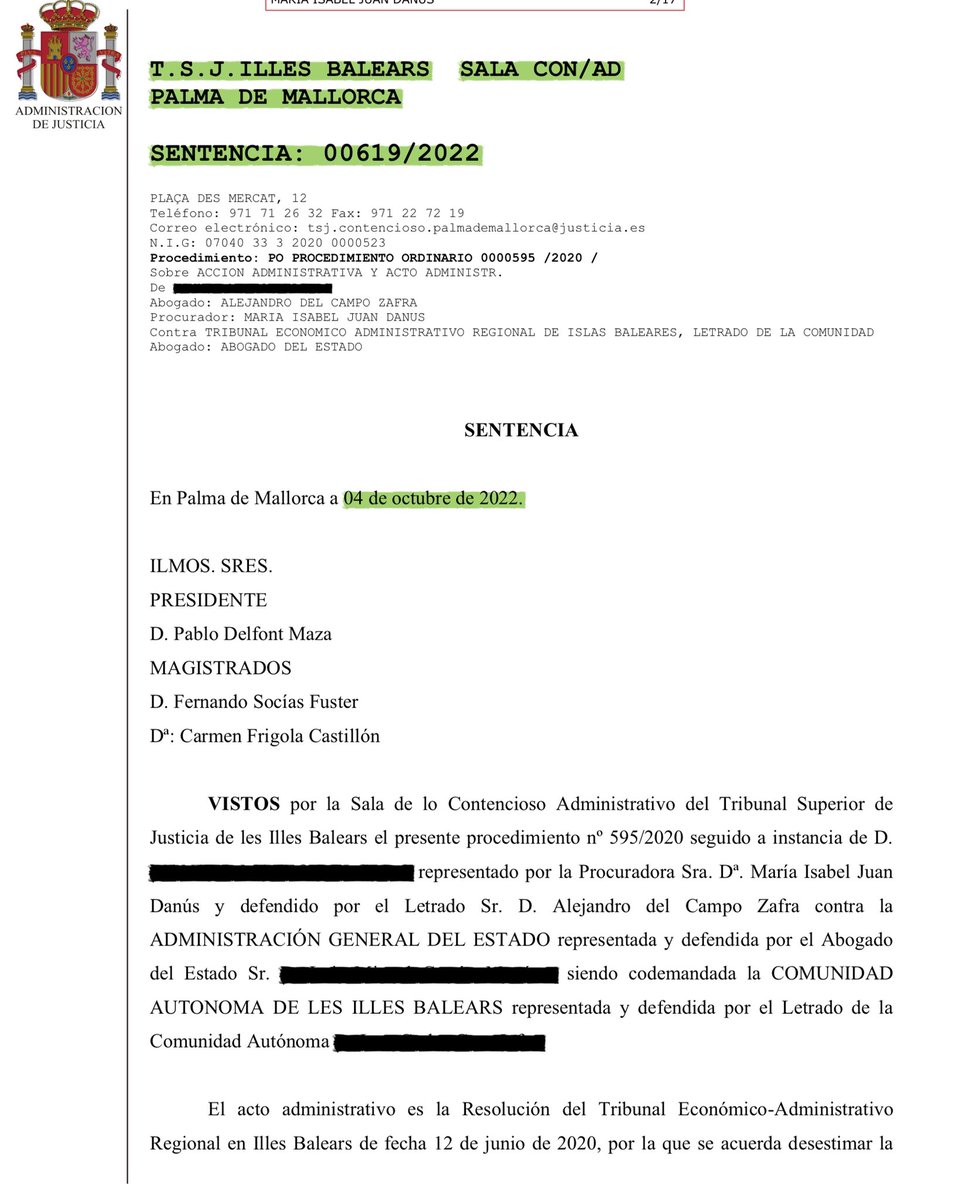alejandrocampo's tweet photo. FELIZ con esta sentencia TSJ Baleares!!! Punto final a innumerables liquidaciones de Hacienda Balear q en extinciones usufructo por fallecimiento exigía I. Sucesiones aplicando tipo medio pero NO deducción autonómica vigente al desmembrarse el dominio q limitaba tributación al 1% https://t.co/58hJydbonU