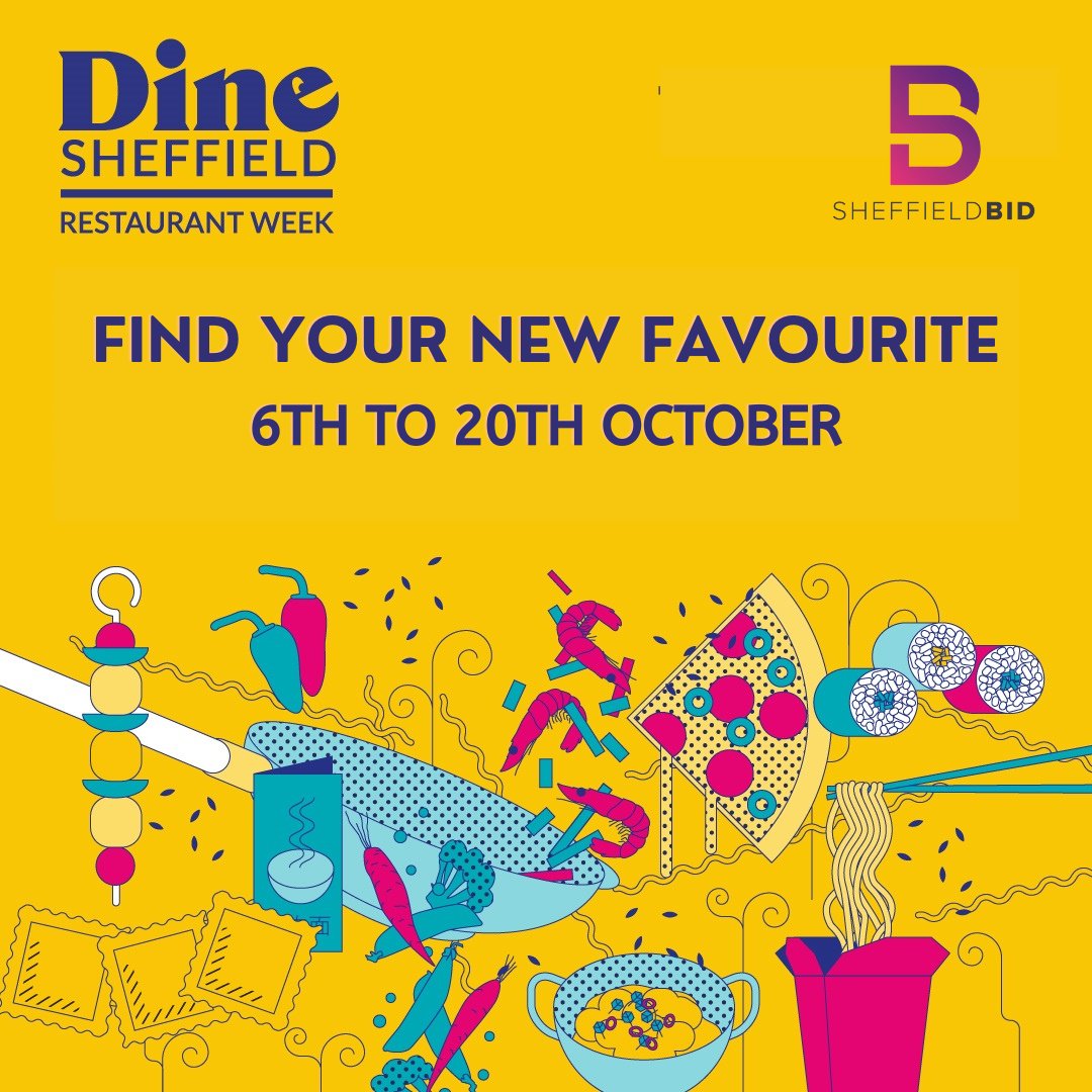 SheffieldBID's tweet photo. Dine Sheffield returns with two weeks of offers on food and drink from a variety of city centre venues between 6th and 20th October. Visit https://t.co/aljvZNVyWY for details on this year's participants and their deals. #DineSheffield https://t.co/CDMFcpiFRl