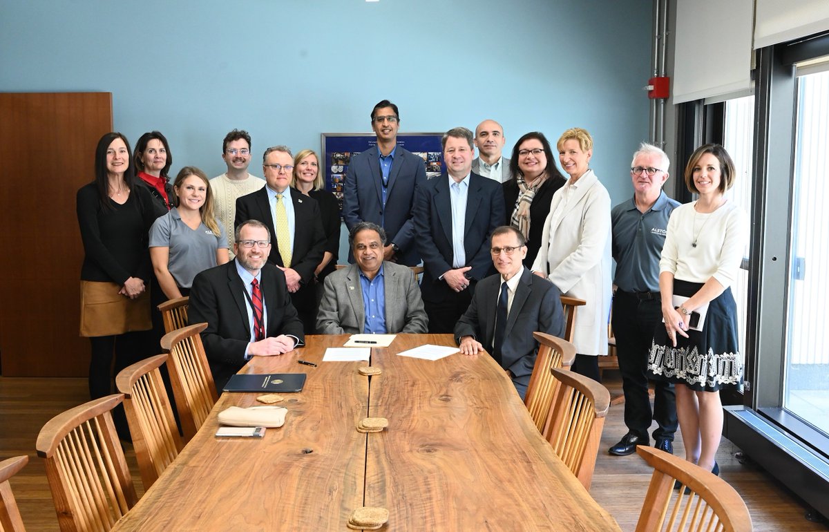 AlstomUSA's tweet photo. Excited to share the news of a memorandum of understanding  agreement between @Alstom and the @PittTweet &amp; @PittEngineering Our focus is on recruitment, research and a chance to learn from Alstom  about engineering through classroom learning. #steelcity #careers 📸 Univ of Pitt https://t.co/4V4bStirkZ