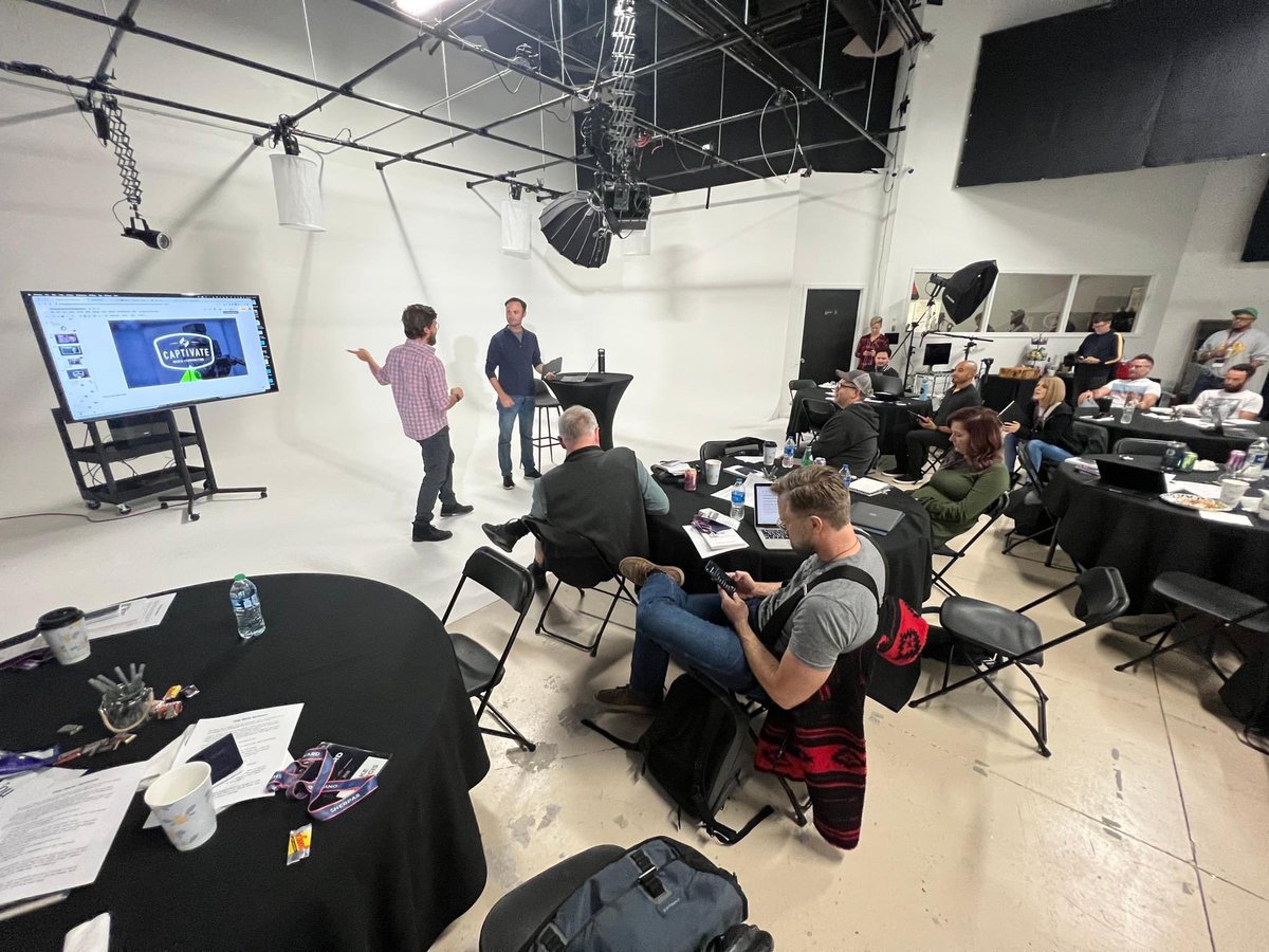 _JakeSturgis's tweet photo. I’m in Michigan this week inspiring other video company owners at the Onward Summit by Studio Sherpas. So honored to be able to speak to this group! https://t.co/10vPzbIX73