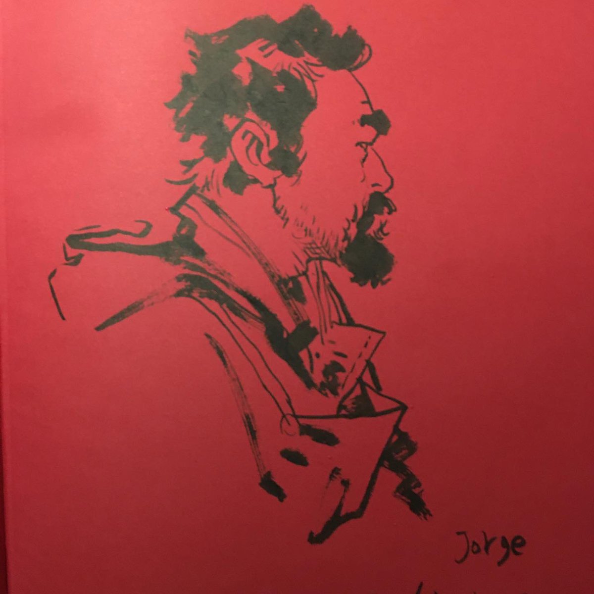 Pegosho's tweet photo. I had the honor to watch this legend in action and sign one of his books for me. RIP Kim Jung Gi. 🙇‍♂️ https://t.co/Oy9xaE7asB