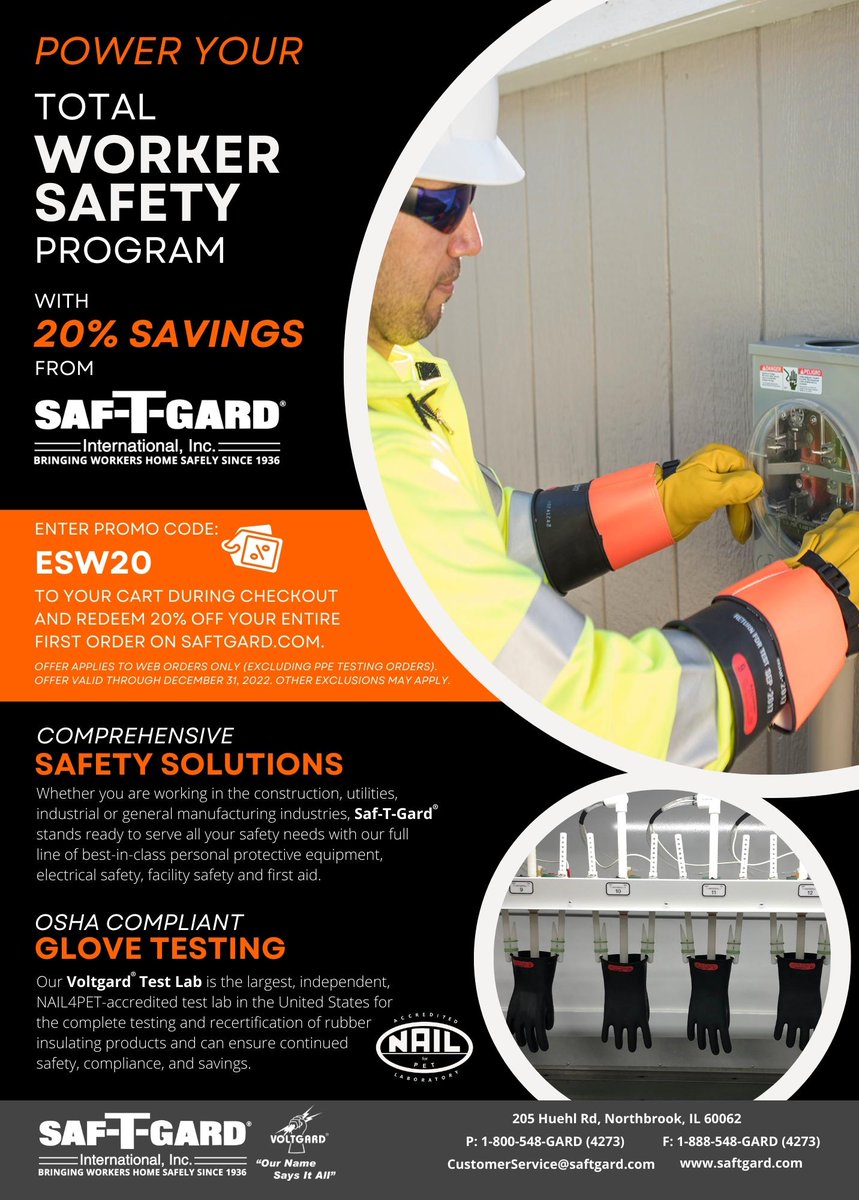 saftgard's tweet photo. Have you seen Voltgard’s ad on page 8 of the Fall issue of the Electrical Safety in the Workplace Magazine @ElectricalPub? Click the link below to check it out and to get an exclusive offer!
https://t.co/KHvaSyAhxS
#ArcFlash #ElectricalSafety #Safeopedia #AdTogetherWeWin https://t.co/w3F5gzoCjo