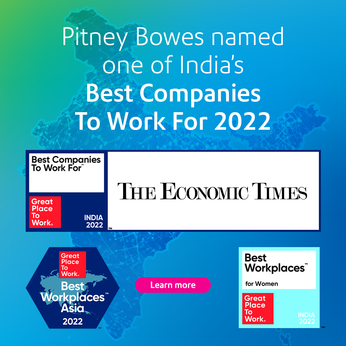 I want to congratulate our India team for their recent recognitions by <a href="/GPTW_India/">Great Place To Work India</a> as one of India’s Top 20 Best Workplaces; Asia’s Top 50 Best Workplaces; and India’s Top 10 Best Workplaces for Women. Thank you for making Pitney Bowes a great workplace for ALL.
#gptw4all