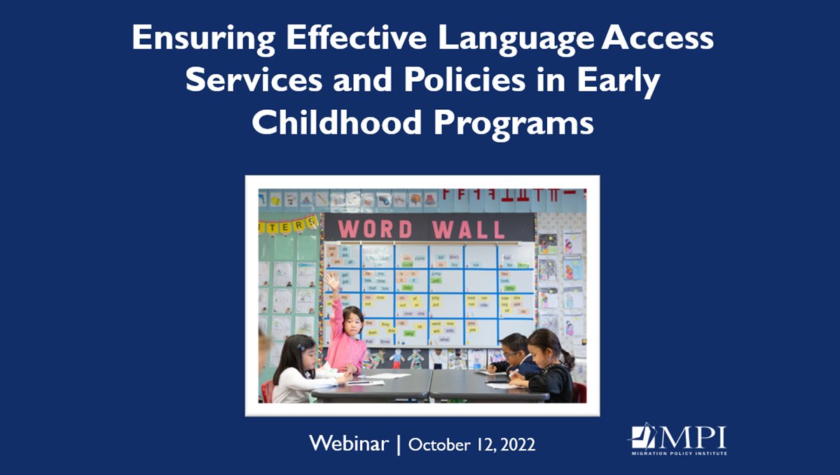 MigrationPolicy's tweet photo. Join webinar highlighting characteristics of #DualLanguageLearner families by state &amp; nationally that should be considered in design &amp; implementation of #earlychildhood programs &amp; policies

https://t.co/hOzzpqxjPr https://t.co/vmnibkHLp4