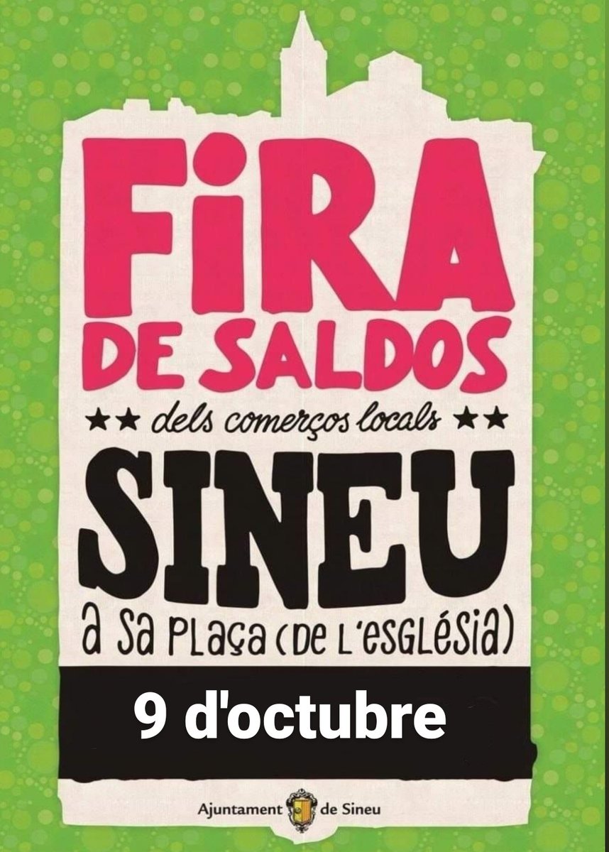 👋 Aquest diumenge tenim una niva edició de la fireta de saldos i oportunitats dels comerços locals. Durant el matí, a sa Plaça.