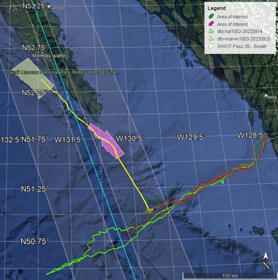 cproof_uvic's tweet photo. Marvin was deployed off the coast of Haia Gwaii!  He traveled down the coast of these remote islands, collecting valuable oceanographic information on proposed marine protected areas, and along the #SWOT altimetry track. @CHN_HaidaNation @ParksCanada @DFO_Pacific @UVicResearch https://t.co/r8hRMZzNsU