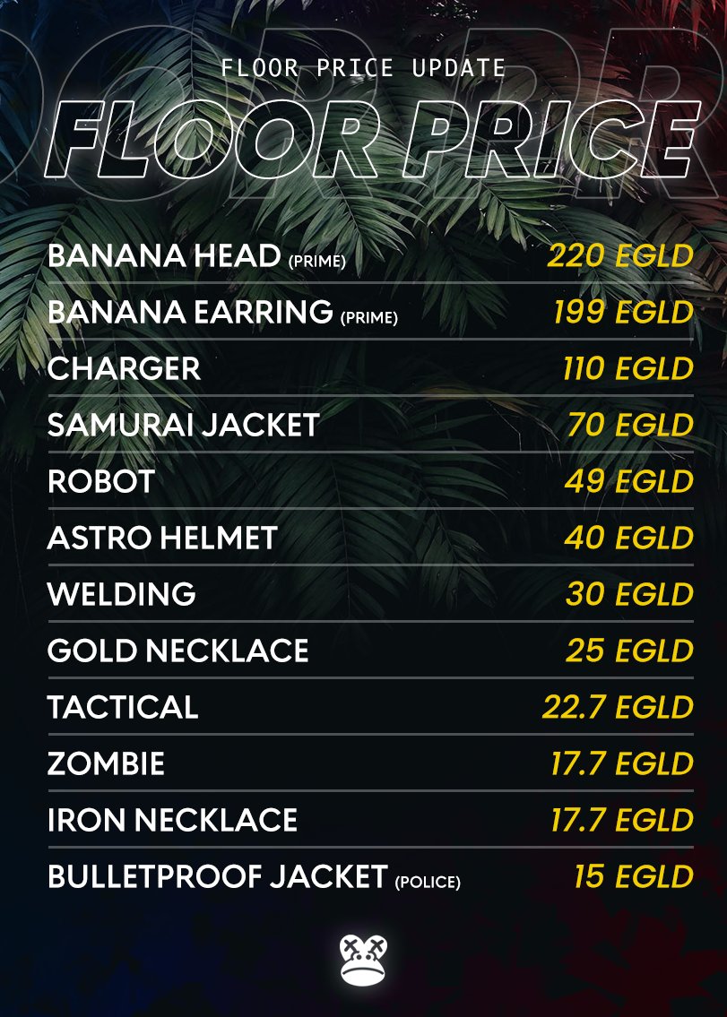 EAPESCLUB's tweet photo. Tribe!

Introducing our first official floor price update. 

A quick reference for some of the popular Elrond Ape traits!
#ElrondApes #ELROND #ElrondCommunity #ElrondNFTs #NFTs https://t.co/yYeqYuzktf
