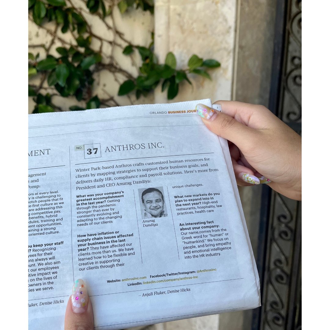 AnthrosInc's tweet photo. 📰 Anthros Inc in the News!

Anthros is proudly listed in the @OBJUpdate Golden 100 list of Florida’s 100 largest privately held companies. Each year businesses are selected and sorted based on gross revenue for the most recent year-end. https://t.co/V8gh5IHs1x