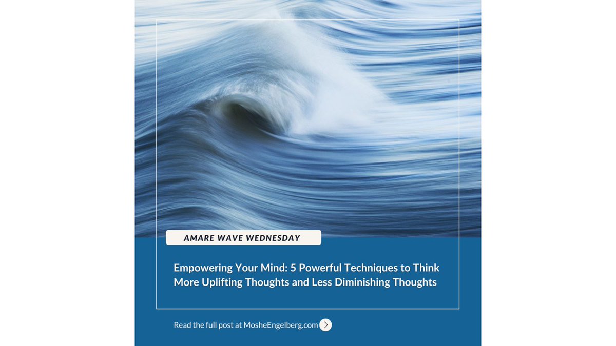 The more attention (aka nourishment) you give particular thoughts, the more frequent and hardened they become, and the more energy they demand. 
 
In today’s Amare Wave Wednesday, I share 5 Amare Techniques to Think Better Thoughts: loom.ly/yoae7j8