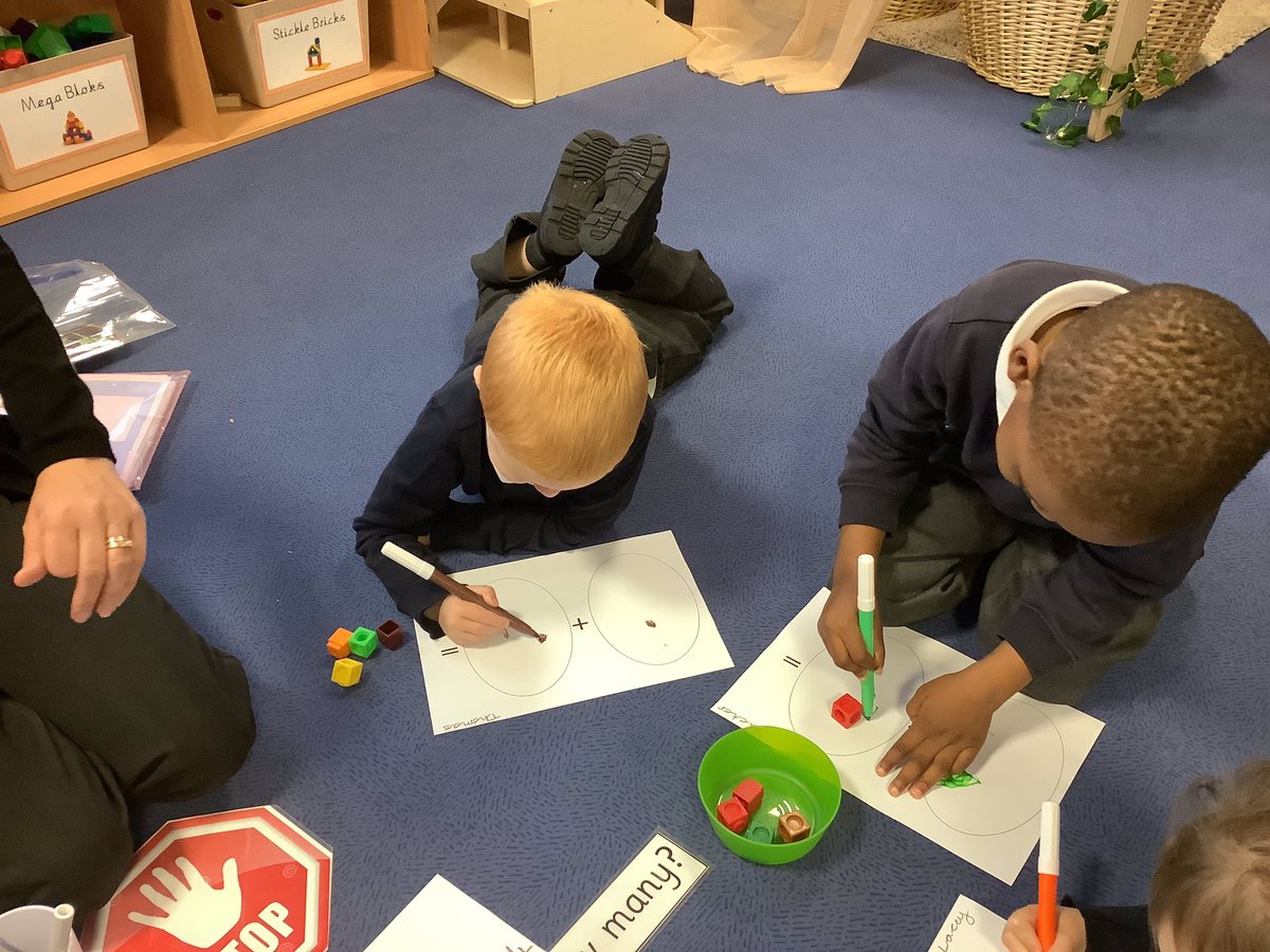 easterside_a's tweet photo. The more able children are able to say one more verbally so today they used cubes and an addition mat to help them record one more pictorially. ##EastersideEarlyYears #EastersideMaths https://t.co/Wq0wDhrRFy
