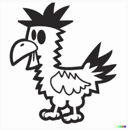 This is what dalle2 gave me for "monochrome cartoon drawing of a chocobo" You better believe he is now silkscreen art.