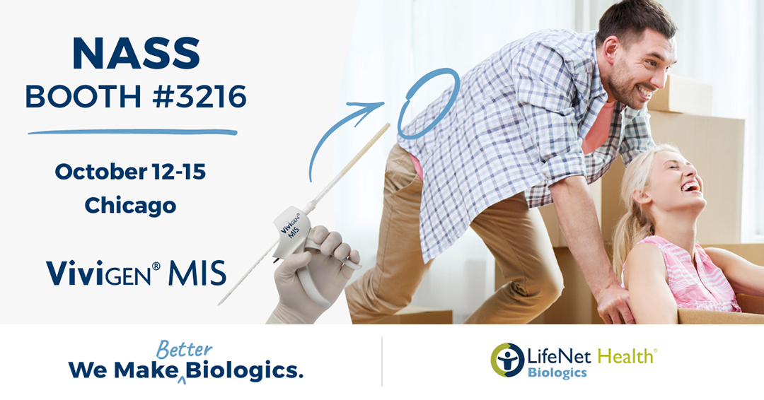 LifeNetHealth's tweet image. Is OR efficiency important to you? ViviGen MIS extrudes three times faster than the traditional funnel method. We are in Chicago this week inviting clinicians to try it in our booth at #NASS2022. #orefficiency #spinesurgery okt.to/IeyatR