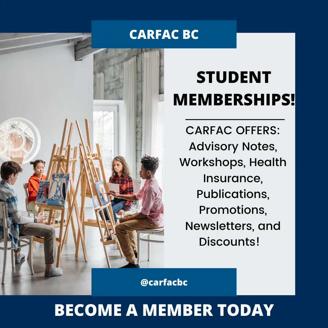 Did you know we have student memberships for $30? Available to current students regardless of age, memberships give you access to benefits that can help you in establishing your arts career. Visit our website to learn more! buff.ly/3tiFkIo 
#studentartist #ArtistOnTwitter