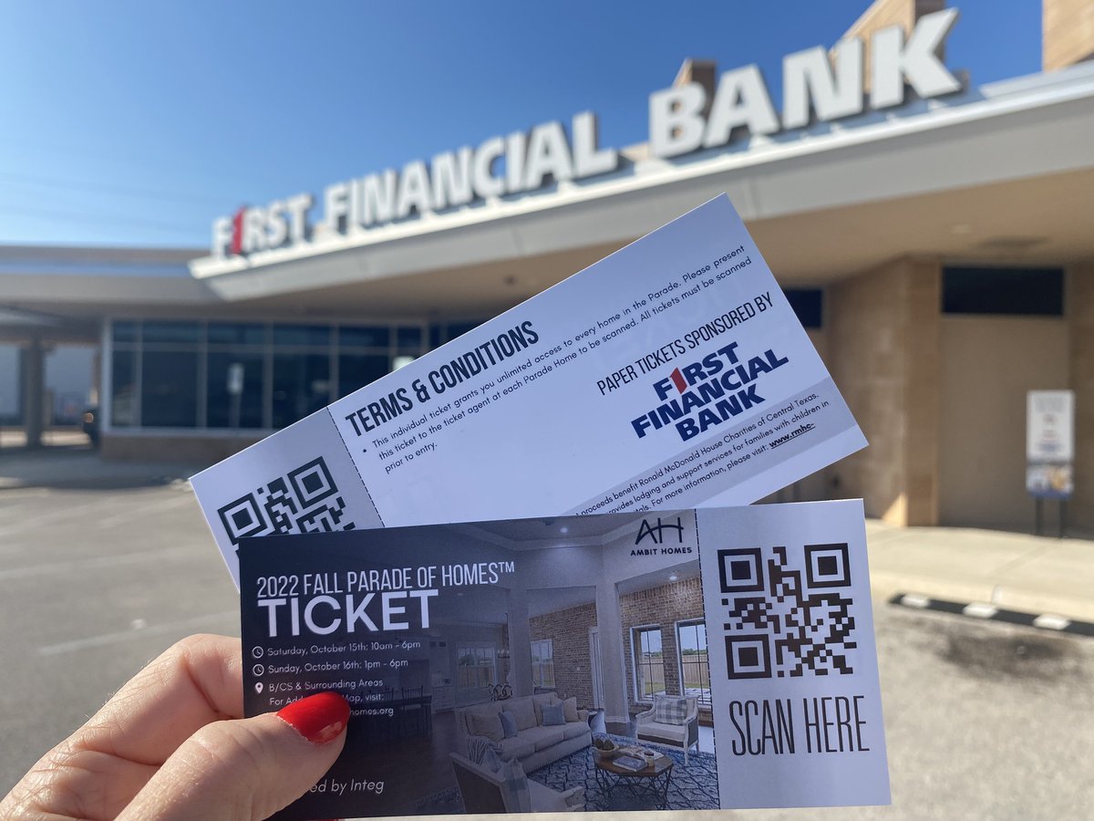IntegBryan's tweet image. Glad to partner with the Greater Brazos Valley Builders Association to print the 2022 Fall Parade of Homes™ tickets!

Be sure to pick yours up at @FirstFinancial1