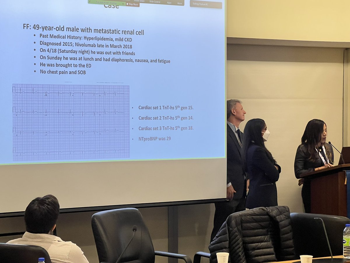 ICOSociety's tweet image. Excellent ongoing discussion and case on checkpoint inhibitor myocarditis by @TomasNeilan @GiselleSA_MDPhD and Dr Parneet Cheema at #GCOS22 @dineshpmcc1