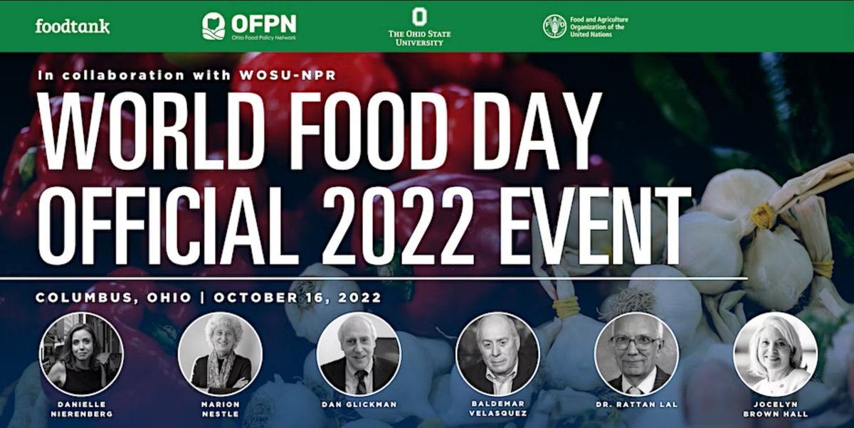 SAVE THE DATE Join us for the Official #WorldFoodDay Celebration in North America LIVE from Columbus, Ohio! In partnership with @foodtank, @OhioState, Ohio Food Policy Network, @UNEP & @wosunews. 📅 Sun, Oct. 16 from 1:30 – 6:00 PM EDT Register 👉bit.ly/3RySEkZ