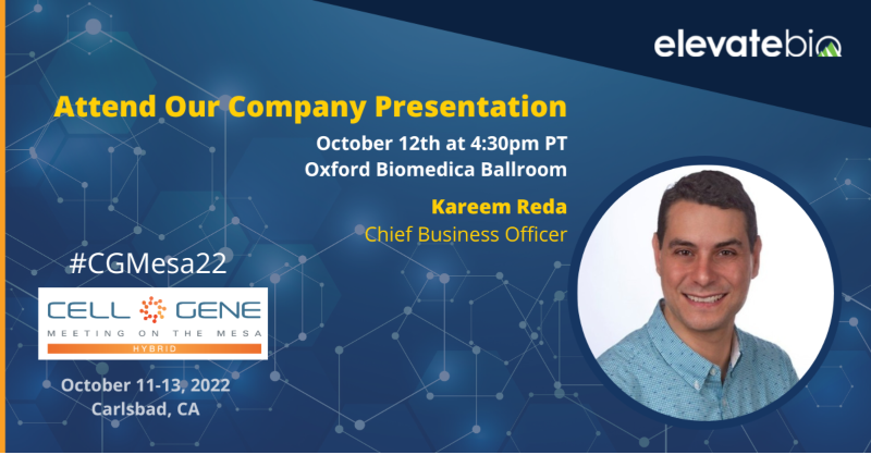 elevatebio's tweet photo. Join our #CGMesa22 company presentation with Kareem Reda, CBO.
Explore how #ElevateBio enables a wide range of partners from global #biopharmaceuticals to early-stage #biotechs to bring innovation from concept through commercialization via @alliancerm. #biopartnership #CGT