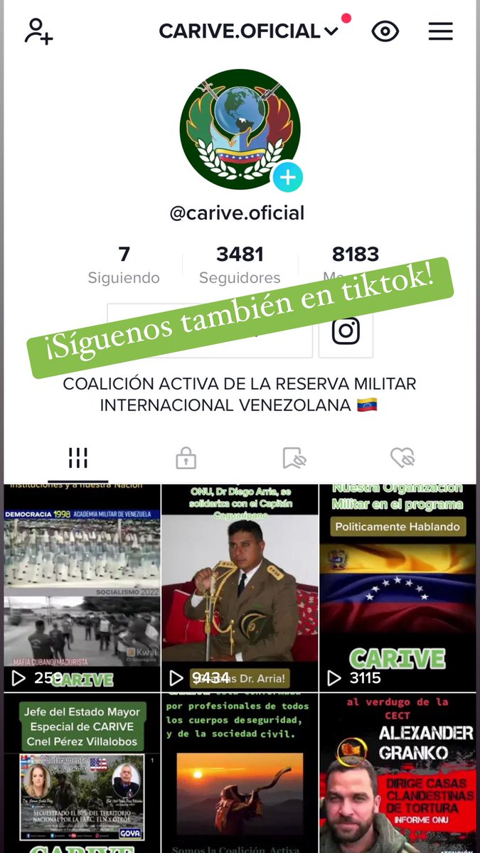 CARlVE15's tweet photo. Nuestro mensaje de unión al pueblo venezolano, y contra la 𝗖𝗢𝗡𝗙𝗘𝗗𝗘𝗥𝗔𝗖𝗜𝗢𝗡 𝗗𝗘 𝗘𝗦𝗧𝗥𝗨𝗖𝗧𝗨𝗥𝗔𝗦 𝗖𝗥𝗜𝗠𝗜𝗡𝗔𝗟𝗘𝗦 𝗧𝗥𝗔𝗡𝗦𝗡𝗔𝗖𝗜𝗢𝗡𝗔𝗟𝗘𝗦, se consolida diariamente.
El alcance comunicacional fortalece esa unión.
Síguenos también en #TikTok @Carive15 https://t.co/1Xknja6deI