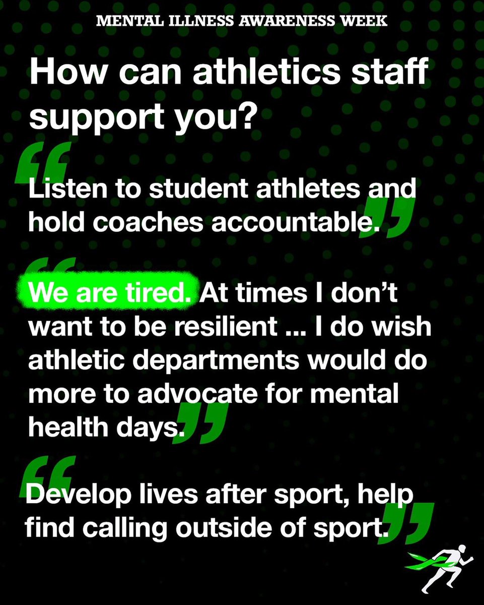 hidden_opponent's tweet photo. Important things to note from the @NCAA Student-Athlete Well-Being Study #MentalIllnessAwarenessWeek https://t.co/rCi82msO1H