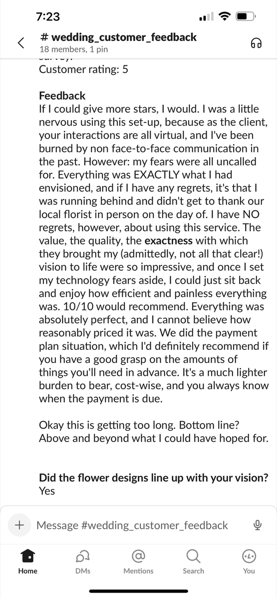 yesterday <a href="/cameronhardesty/">Cameron Hardesty</a> shared this Poppy weddings review. it's awesome for a lot of reasons but my fav is that the customer spent 2 sentences of the review talking about...payment plans!? <a href="/kaypat17/">Katie Patton</a> <a href="/leeeyuhhhh/">Leah Haile</a> and I have spent a ton of time on payments and it paid (🧀) off