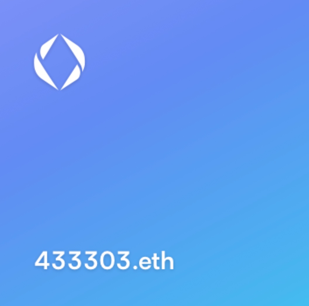 433303.eth
#3digitENS
#4digitENS
#5digitENS
#6digitENS
#ens #ensdomain

Check out this item on OpenSea opensea.io/assets/ethereu… via <a href="/opensea/">OpenSea</a>