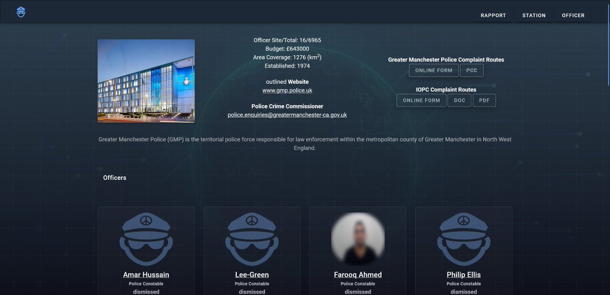 OpenRapport's tweet photo. https://t.co/ORxBwmkY4G
As per your requests, the team has updated the layout with a more advanced search, you can now filter the officers by Job Status, Active, Dismissed, Jailed, Suspended...etc #OpenRapport - We will be adding more filters in the upcoming days. https://t.co/nEQvwLXJ8R
