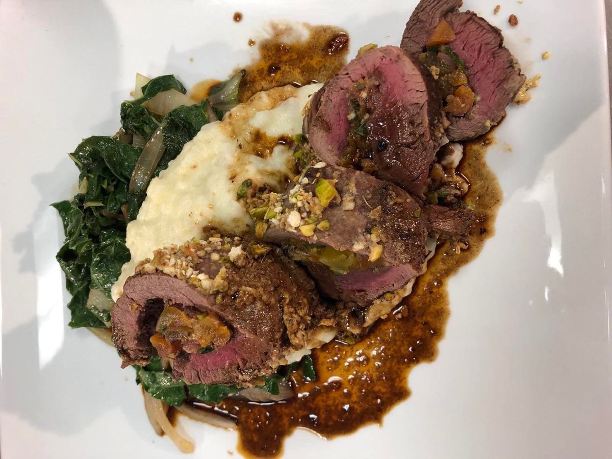 Chef Rupert Boreland prepares a pistachio crusted stuffed venison tenderloin with apricots and bacon on stir-fried Swiss chard and garlic mashed potatoes.

<a href="/wildgametv/">Wild Game Cooking</a> / TONIGHT AT 6 PM ET / FRI. 11 AM ET / SUN. 8 AM ET