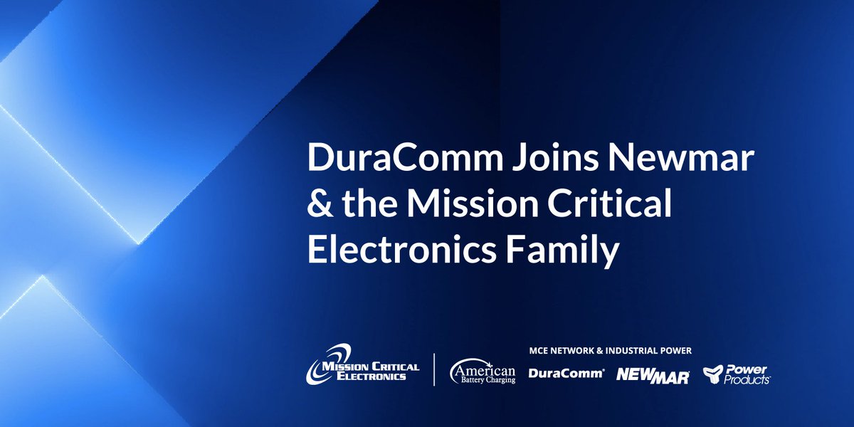 DuracommPower's tweet photo. We’re joining Mission Critical Electronics (MCE), an industry-leading designer and manufacturer of premium electrical power solutions for the network and industrial market, marine, and specialty vehicles.  

Click to learn more! 
https://t.co/RAw6FVLxX8 https://t.co/Eeh9UeIaI5