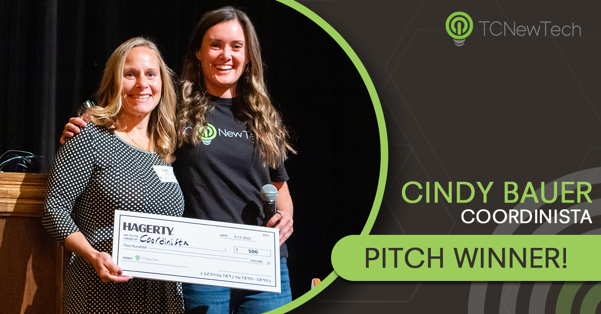 TCnewtech's tweet photo. Coordinista wins TCNewTech's October 4th tech pitch competition! 

The audience overwhelmingly voted for Cindy Bauer's medical data sharing app designed to streamline data for nurses and hospitals. https://t.co/D9N3UDb5fv