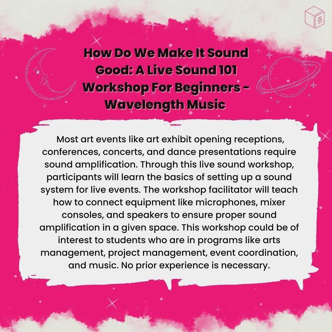 wavelengthmusic's tweet image. Surprise! ✨☁️🌙☁️✨ We're delighted to partner with @ARTSIDEOUT to co-present How Do We Make It Sound Good: A Live Sound 101 Workshop for Beginners, facilitated by Yang Chen! artsideout.ca/workshops-2022/

Oct. 6, 1:30 - 3pm
UofT Scarborough
Free &amp;amp; open to all ages!