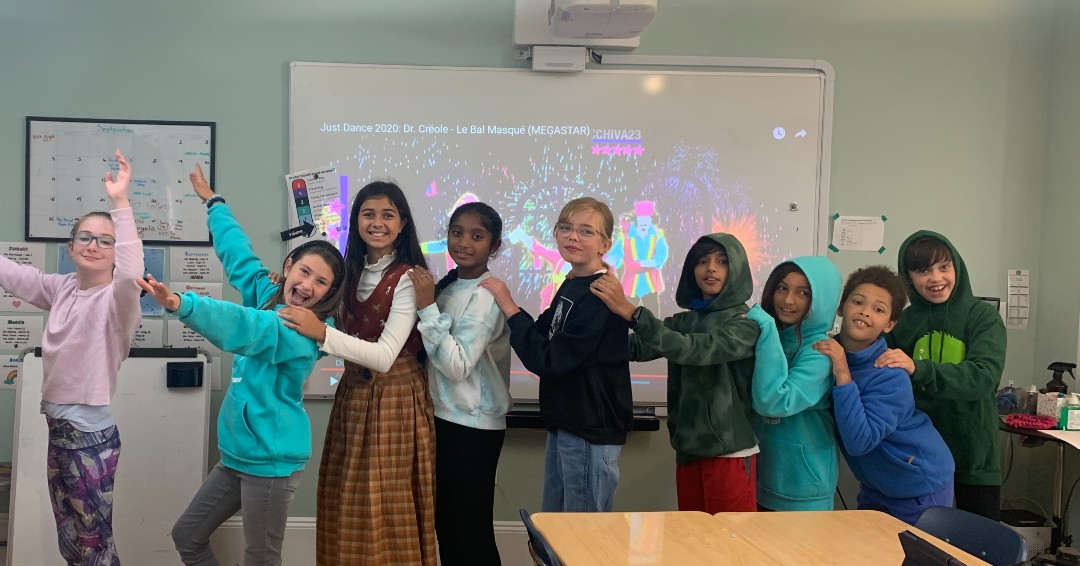 ASEDSHoboken's tweet photo. La queue leu leu! Grade 5 French students were doing a conga line to a song by a French Caribbean group, La Compagnie Créole. They are discovering where French is spoken in the world through songs by groups and singers from Francophone countries. #ASEDS https://t.co/u1vT4rsGps