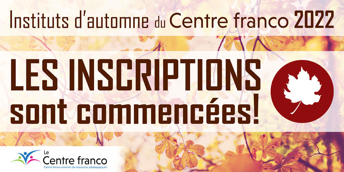 Le Centre franco est heureux de vous annoncer l’ouverture des inscriptions aux Instituts d’automne 2022.

Pour ne rien louper, inscrivez-vous dès maintenant!

🌐 Détails et Inscription : lecentrefranco.ca/les-instituts-…