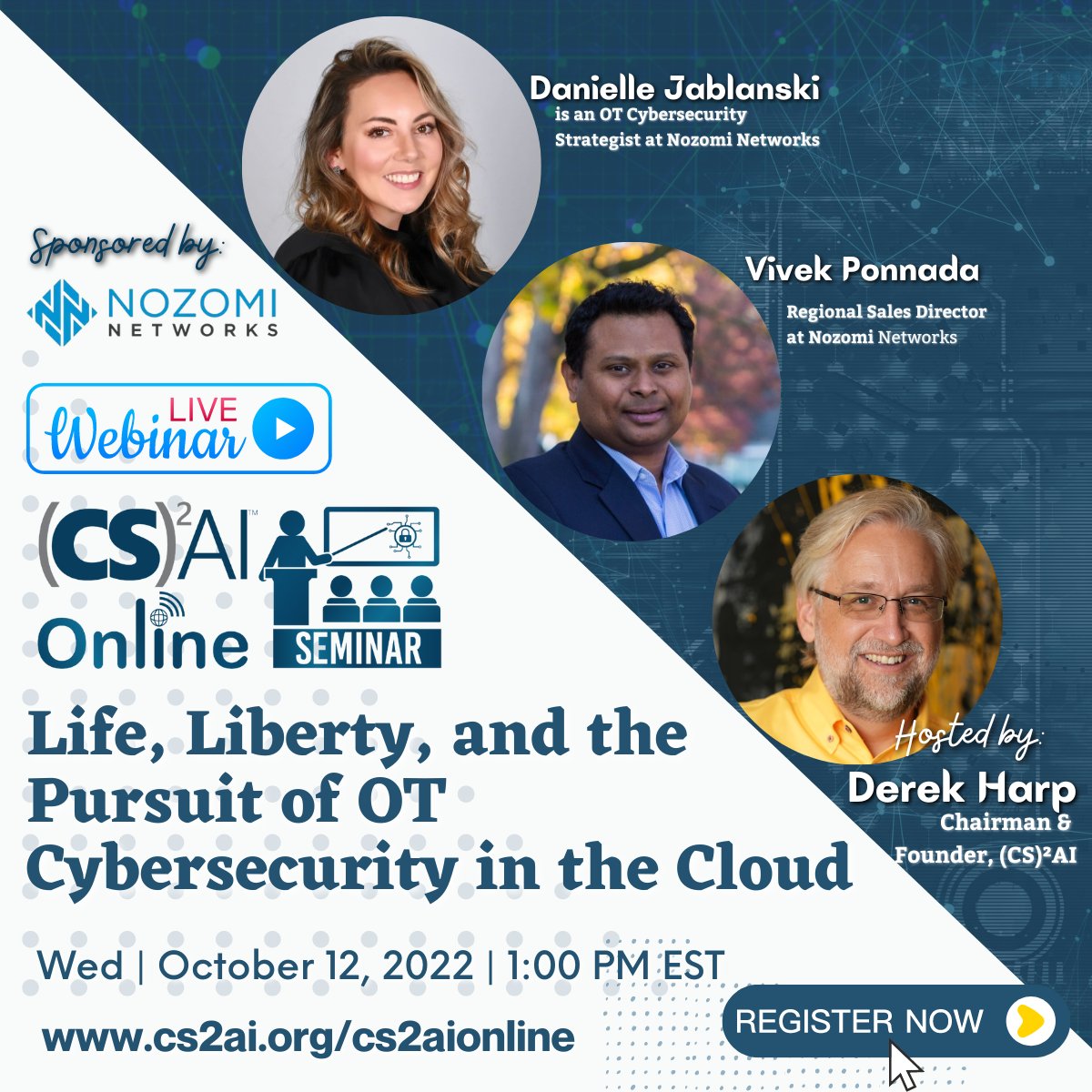 In one week: Don't miss our live webinar with <a href="/cs2ai/">(CS)²AI</a> at 1pm EST on 10/12! We'll talk about what success looks for #CloudCybersecurity, and how to ask the right questions of vendors when considering #cloud connectivity and adoption.

Register here 👉 ow.ly/Kc3G50KOw3Y