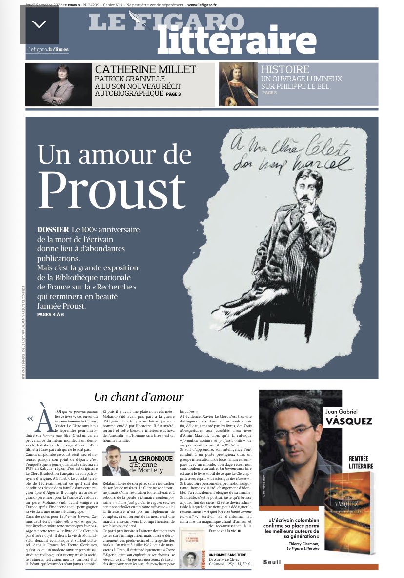 Figaro_Livres's tweet photo. La Une du Figaro littéraire de ce jeudi. https://t.co/AEFGnOoH0K