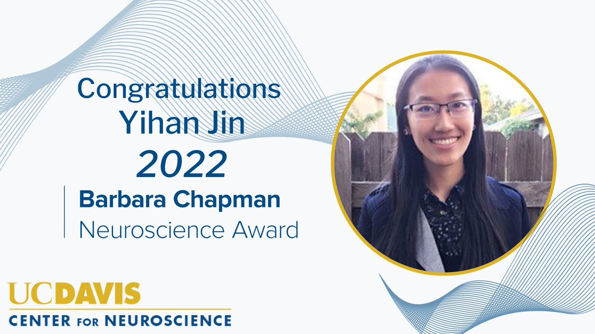 Lin Tian, PhD (@lintianphd) on Twitter photo Graduate student Yihan Jin received the 2022 Barbara Chapman Neuroscience Award. 
This award will allow Yihan to explore off-site educational & training opportunities. Graduate student Yihan Jin received the 2022 Barbara Chapman Neuroscience Award. 
This award will allow Yihan to explore off-site educational & training opportunities.