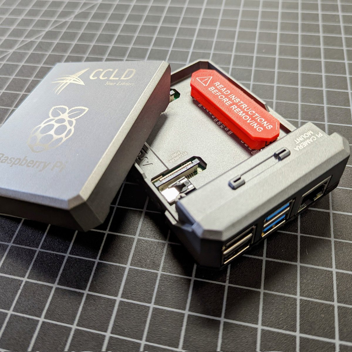 CCLDMakerspace's tweet image. Getting this Raspberry Pi 4 Model B ready for circulation as part of the @ChemungLibs #libraryofthings. We added a laser engraved aluminum case with a custom 3D printed GPIO pin protector. #ccldmakerspace #raspberrypi
