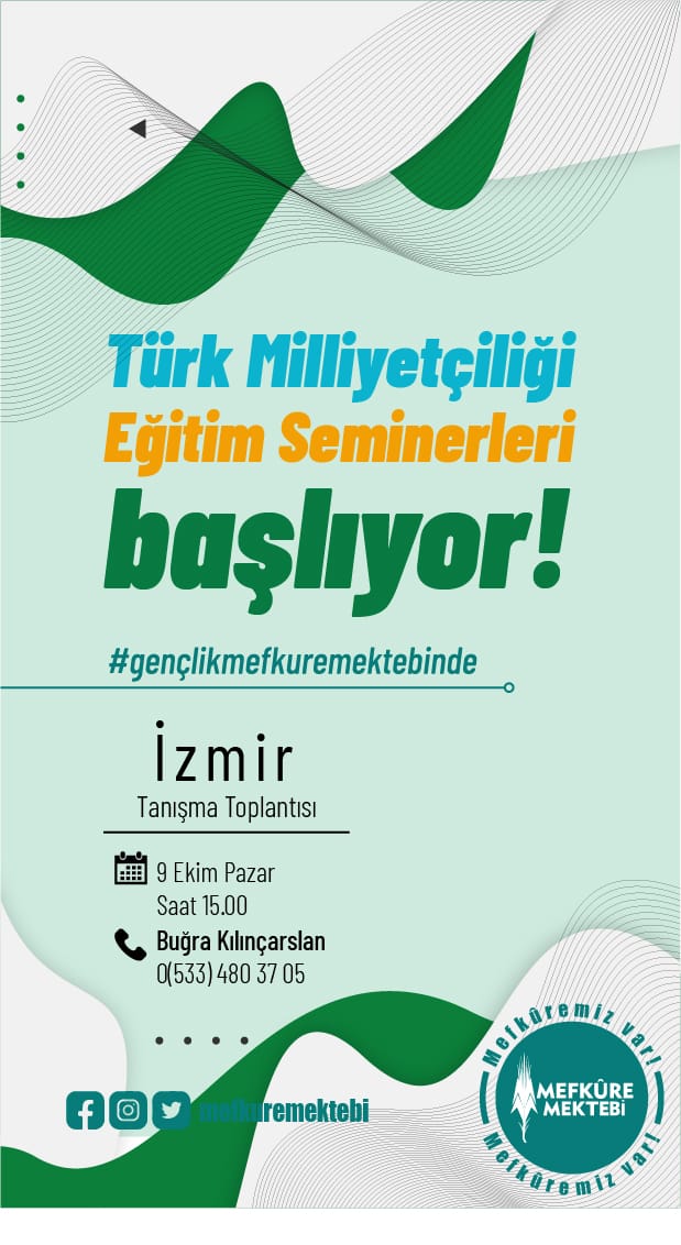 Türk milliyetçiliği eğitimi seminerleri başlıyor! ✒️📚 Eğitimlerimize katılmak için başvuru formunu doldur. 🖊️ forms.gle/FeTuevP8EZsapb… #aramızakatıl #gençlikmefkuremektebinde #İzmir #Deü #Egeüniversitesi #İdü #İkçü