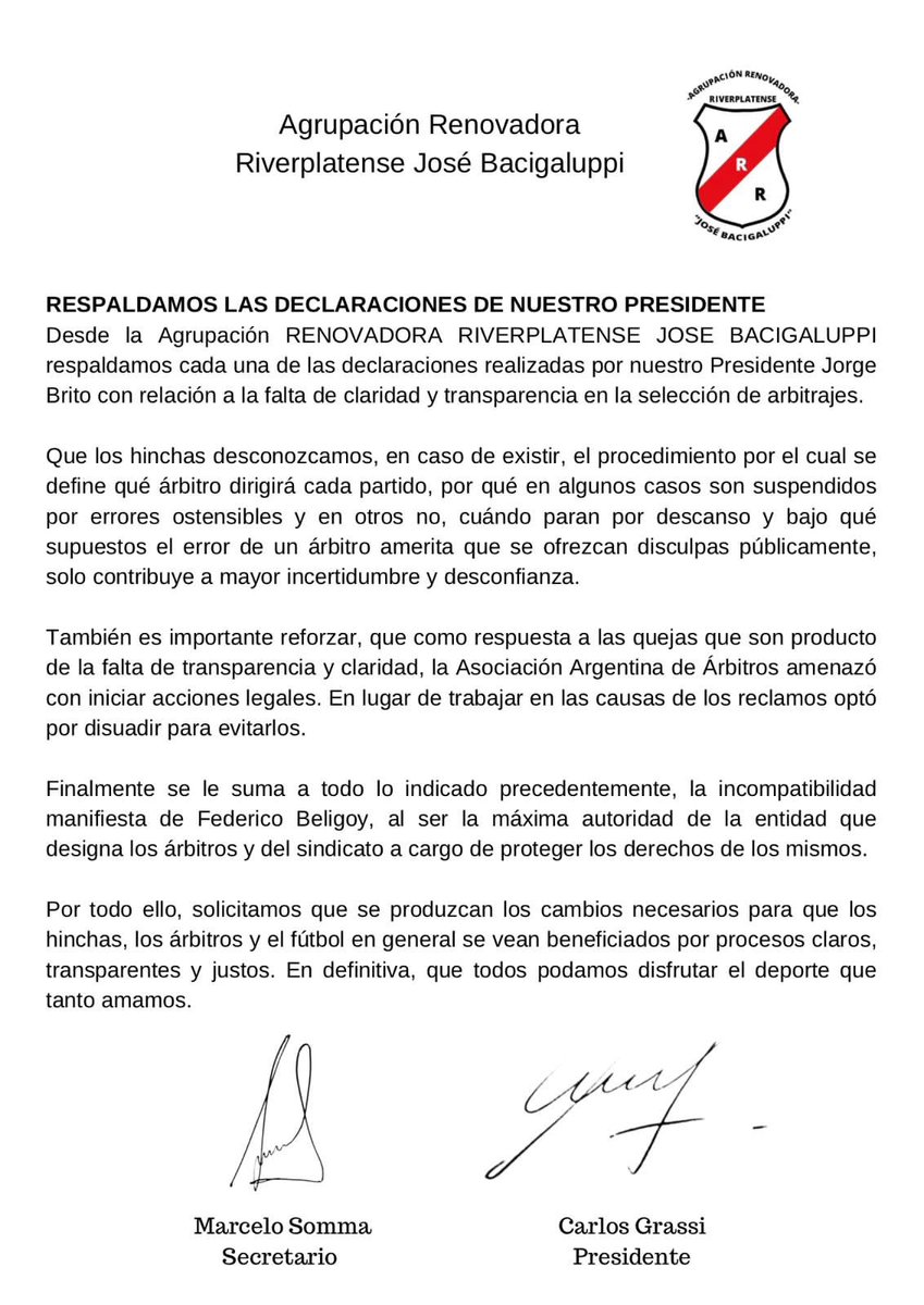 bacigaluppiok's tweet photo. Comunicado en respaldo a las declaraciones de nuestro Presidente @JorgeBrito https://t.co/KzqJWDlIPx