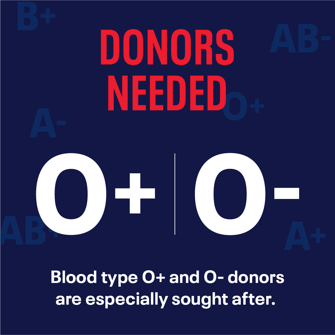 O+ and O- blood types are particularly sought after at the moment, but no matter your blood type, we still need you.
If you’ve never given blood, or didn’t give blood in a long time, we also need you! Every blood donation makes a big difference in the life of those in need.
