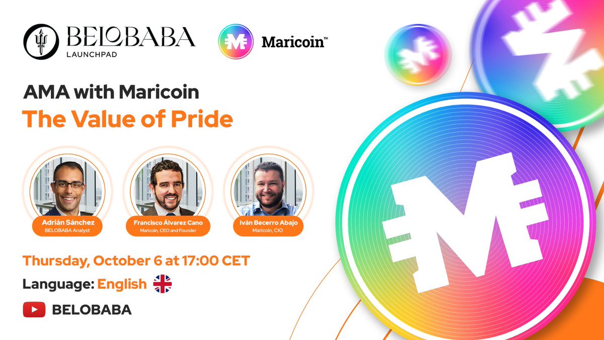 maricoinoficial's tweet photo. AMA MARICOIN X @Belobabafund 

📅 Date -> Thursday, October 6 at 17:00 CET

📍 Live link -> https://t.co/Z6M0epfNTr

🎁 Prizes -> 330 prizes of $5 and 10 prizes of $15 for the 10 best questions.

More info here -> https://t.co/V9UHeNwcl5 https://t.co/Bpv4fJMjOb