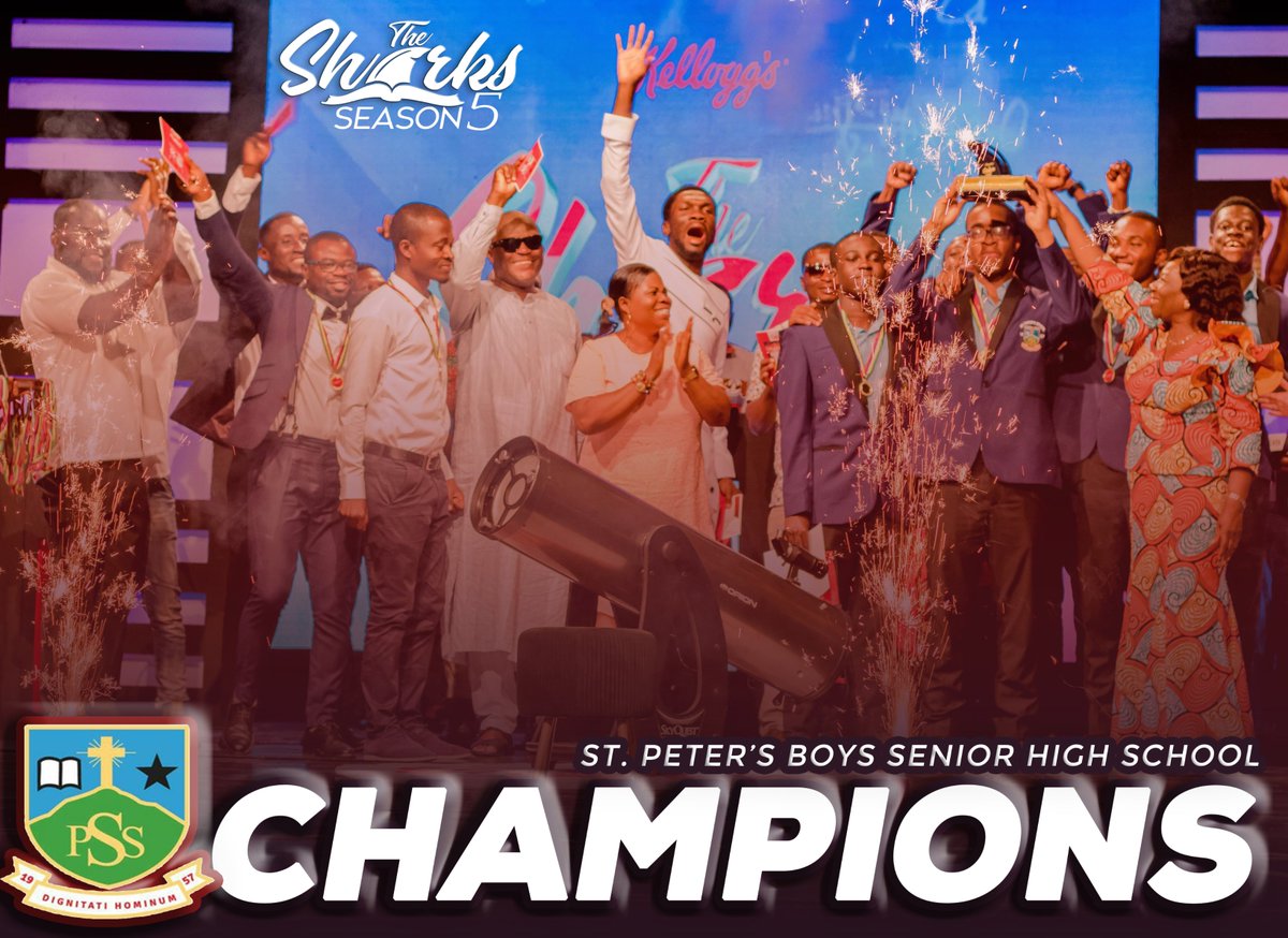 thesharksquiz's tweet photo. Champions of #TheSharksQuiz Season 5. 
Holders of the Golden Book of Knowledge.
We congratulate St. Peter's SHS for an incredible Sharks Season.

#TheSharks 
#Sharks5Final 
#Perscowins https://t.co/nsHkPyw7w5
