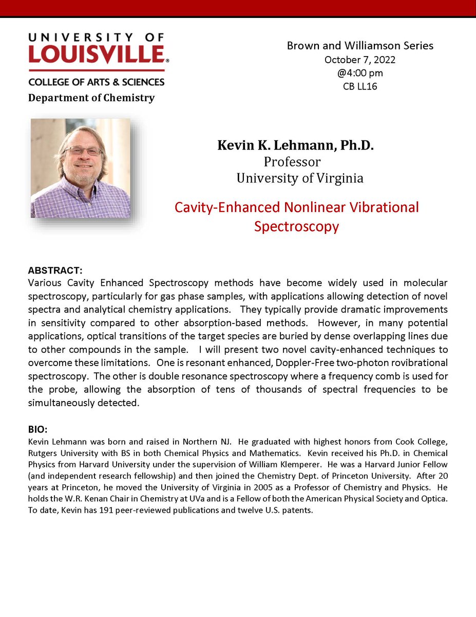 Brown and Williamson Series Lecture
October 7, 2022 <a href="/4/">w</a>:00 pm
Chemistry Bldg LL16