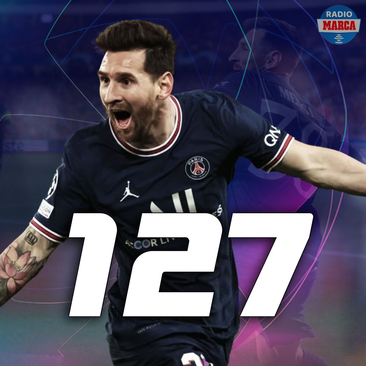 🚀 Messi llegó a los 127 goles en <a href="/ChampionsLeague/">UEFA Champions League</a> tras su gol ante el Benfica #UCL

1⃣4⃣0⃣ Cristiano Ronaldo
1⃣2⃣7⃣ Leo Messi
8⃣9⃣ Robert Lewandowski
8⃣6⃣ Karim Benzema

🔜 Se sitúa a 13 de Cristiano Ronaldo como máximo goleador de la historia de la competición.