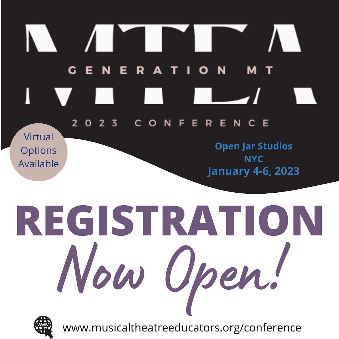 MTEducators's tweet photo. Registration is live for the 2023 MTEA Conference! The earlier bird registration is open for a limited time, so get your tickets today 🎭 https://t.co/TZVhTW1eGt