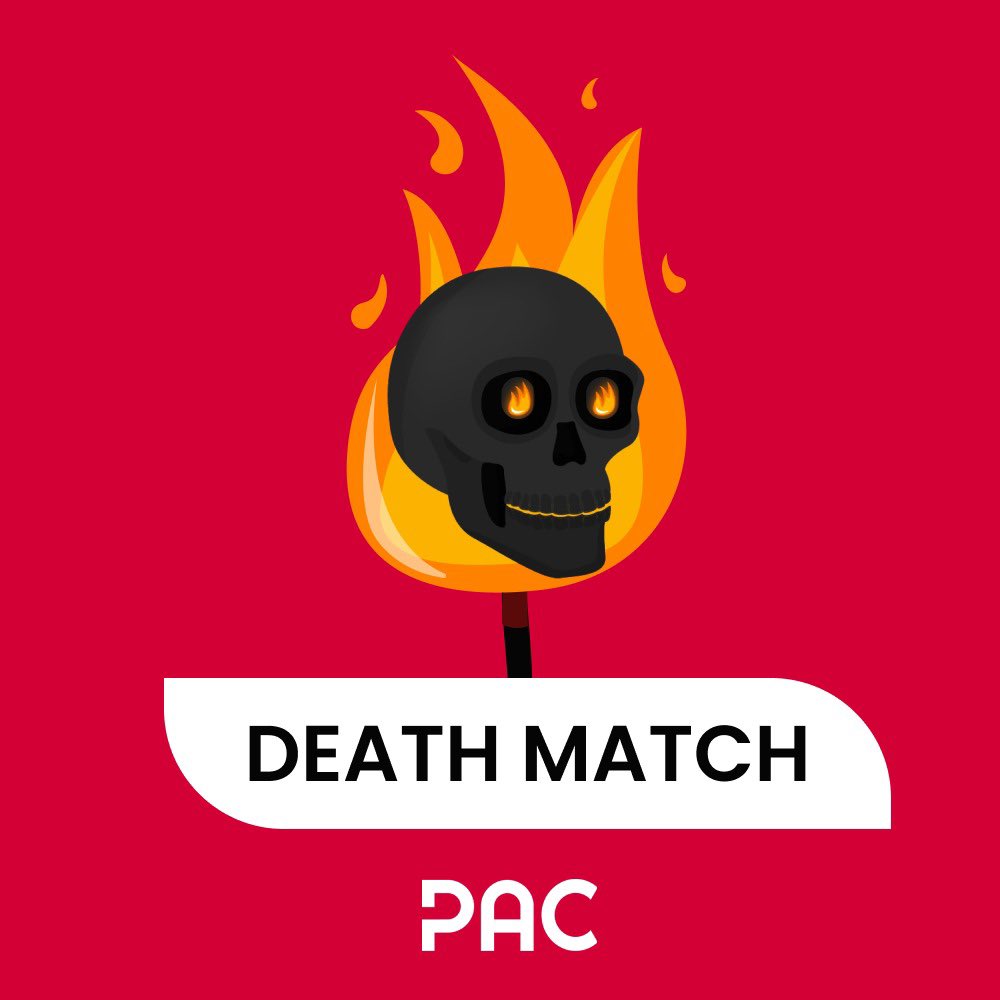 discord.gg/thepacnft

5pm EST.

Death match for all. 

Winner gets <a href="/thepacnft/">PAC NFT ♣️</a> 🔥

Don’t be a coward ⚔️