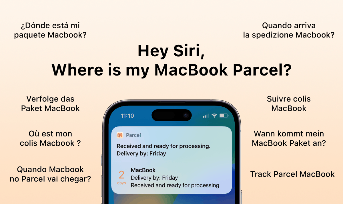 parcel_app's tweet image. I am very pleased to introduce Siri support in Parcel! You can ask Siri to track your active or recently completed deliveries. Just say “Track parcel Macbook” or “Where is my MacBook parcel?”. Full list of phrases for all languages: parcel.app/help/siri.html