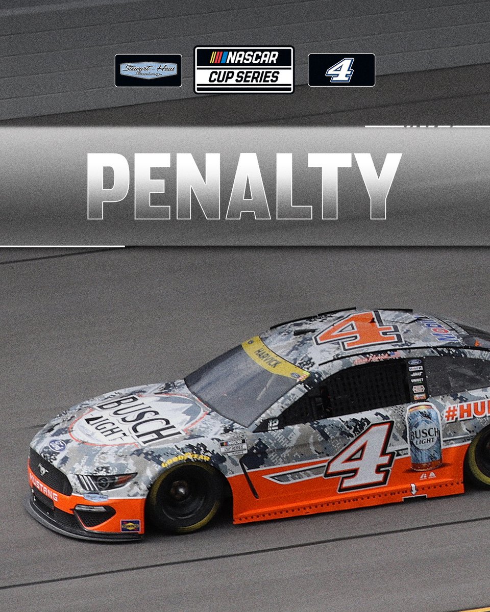 NASCAR's tweet image. NEWS: NASCAR issues a deduction of 100 owner points and 100 driver points to the No. 4 Stewart-Haas Racing team for modifying a single source supplied part.

Crew chief Rodney Childers has been fined $100,000 and suspended for the next four races.