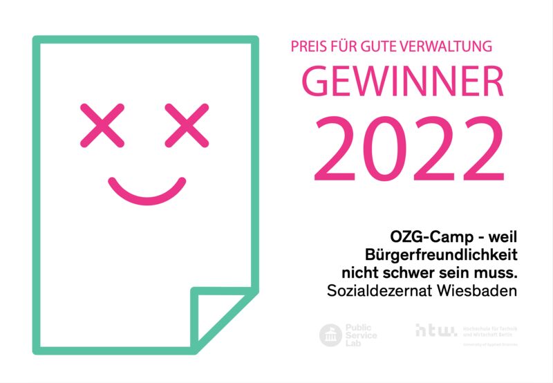 Herzlichen Glückwunsch an das OZG-Camp im Sozialdezernat @Wiesbaden! Wir sind von eurem pragmatischen Ansatz begeistert und wünschen uns mehr Initiativen, die Kulturwandel rund um das OZG auf Amtsebene fördern! #twitterverwaltung #ozg